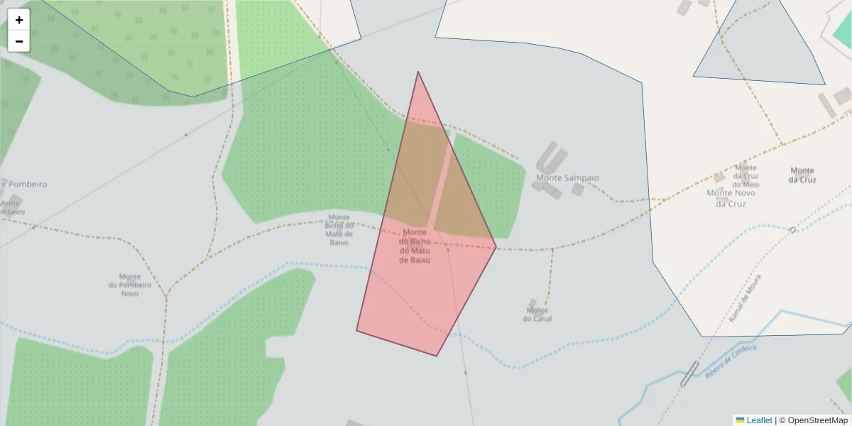 Mapa detalhado do código postal 7801-904 com limites, códigos postais vizinhos e agências dos correios