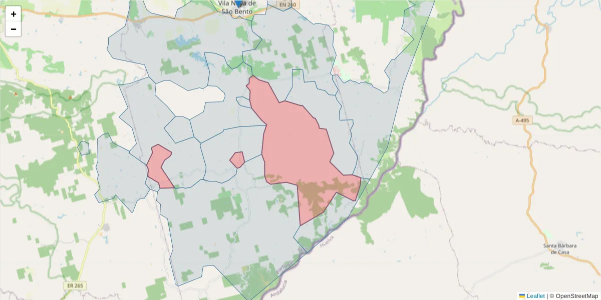 Mapa detalhado do código postal 7830-022 com limites, códigos postais vizinhos e agências dos correios