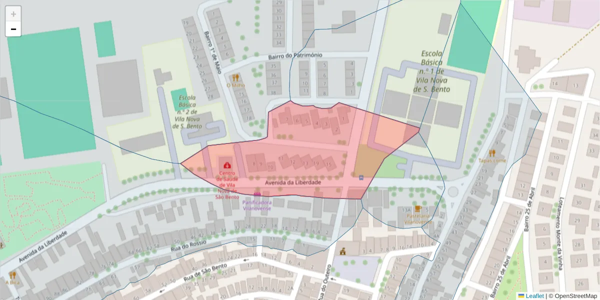 Mapa detalhado do código postal 7830-055 com limites, códigos postais vizinhos e agências dos correios