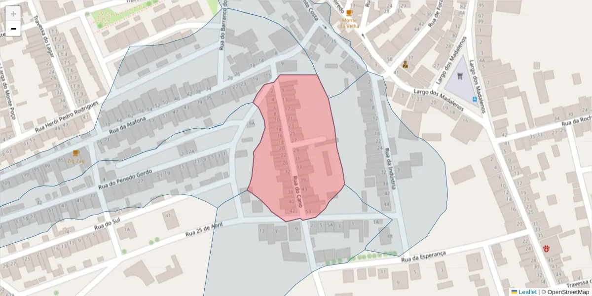 Mapa detalhado do código postal 7830-072 com limites, códigos postais vizinhos e agências dos correios