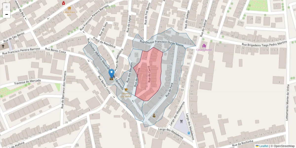 Mapa detalhado do código postal 7830-073 com limites, códigos postais vizinhos e agências dos correios