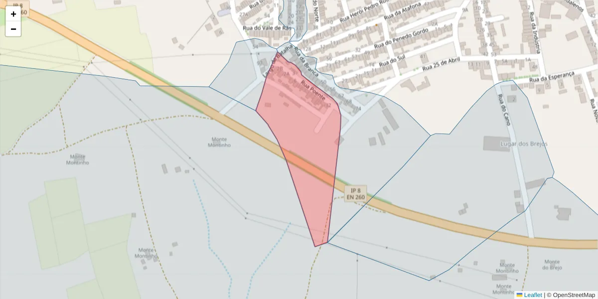 Mapa detalhado do código postal 7830-080 com limites, códigos postais vizinhos e agências dos correios