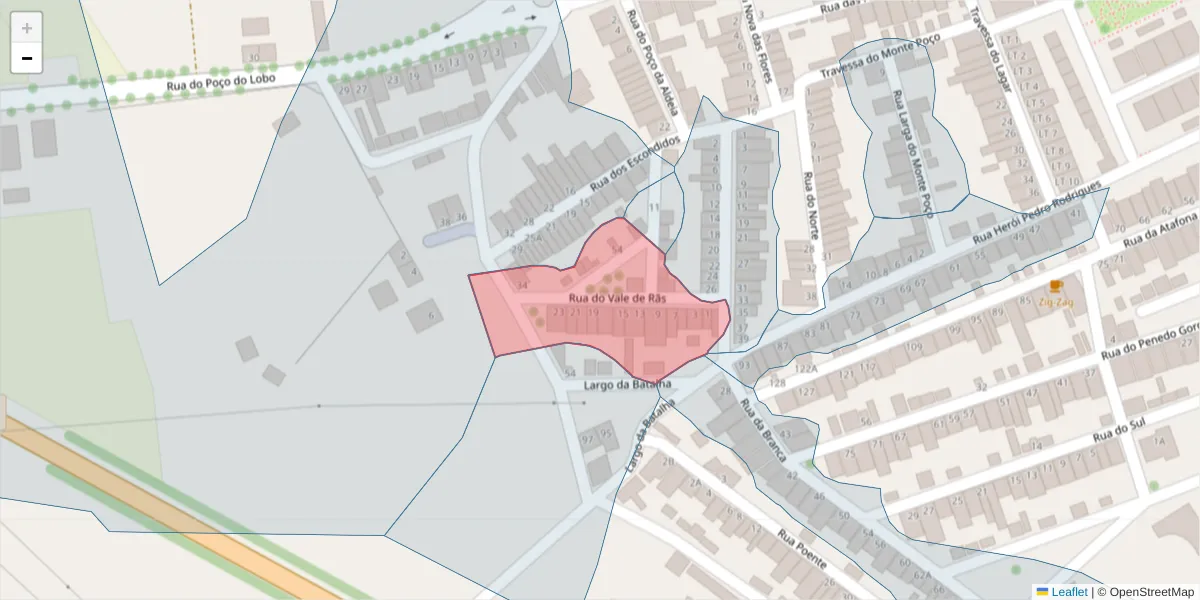 Mapa detalhado do código postal 7830-094 com limites, códigos postais vizinhos e agências dos correios