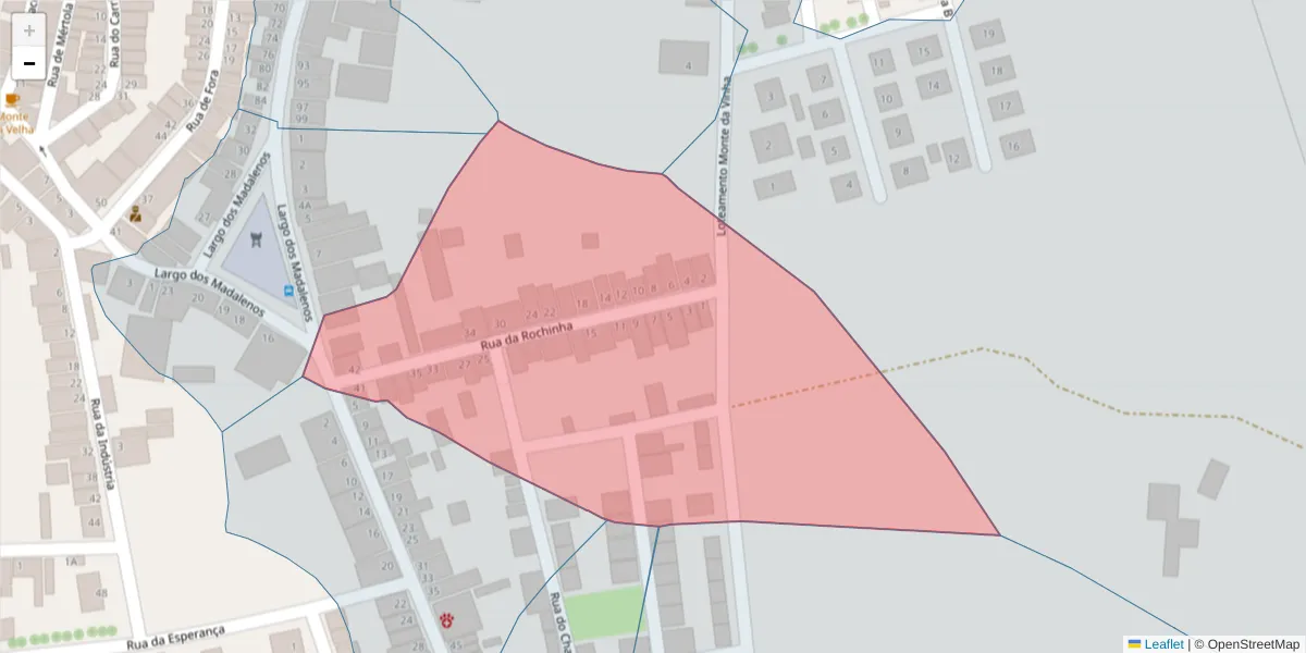 Mapa detalhado do código postal 7830-102 com limites, códigos postais vizinhos e agências dos correios