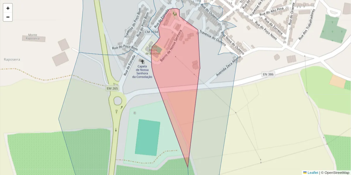 Mapa detalhado do código postal 7830-111 com limites, códigos postais vizinhos e agências dos correios
