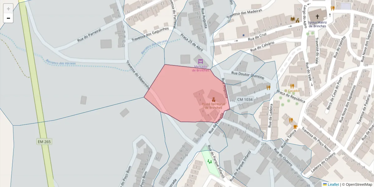 Mapa detalhado do código postal 7830-115 com limites, códigos postais vizinhos e agências dos correios
