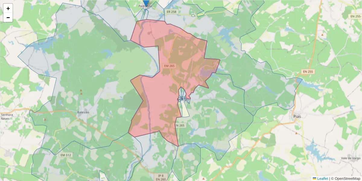 Mapa detalhado do código postal 7830-122 com limites, códigos postais vizinhos e agências dos correios