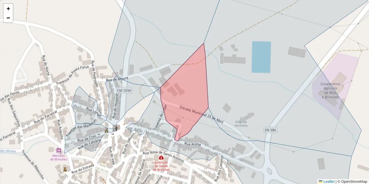 Mapa detalhado do código postal 7830-151 com limites, códigos postais vizinhos e agências dos correios