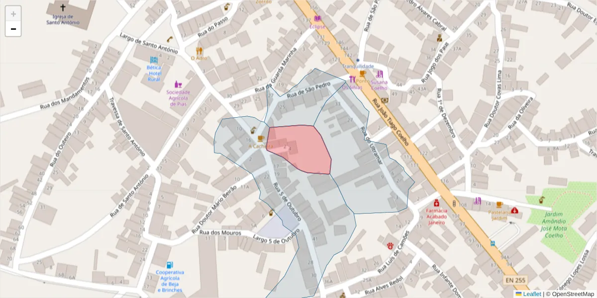 Mapa detalhado do código postal 7830-203 com limites, códigos postais vizinhos e agências dos correios