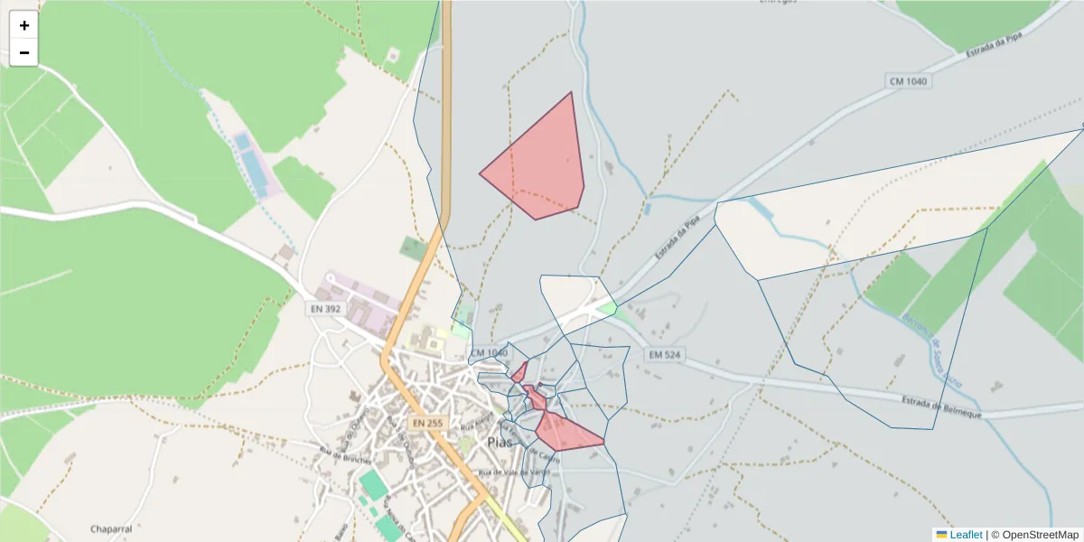 Mapa detalhado do código postal 7830-211 com limites, códigos postais vizinhos e agências dos correios