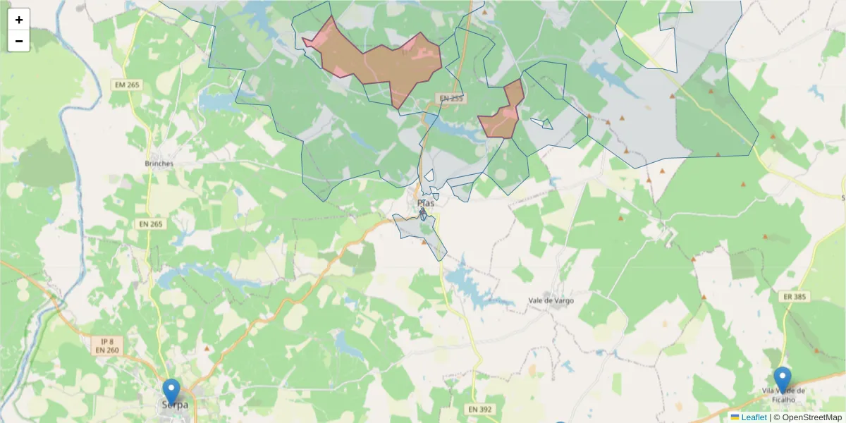 Mapa detalhado do código postal 7830-222 com limites, códigos postais vizinhos e agências dos correios