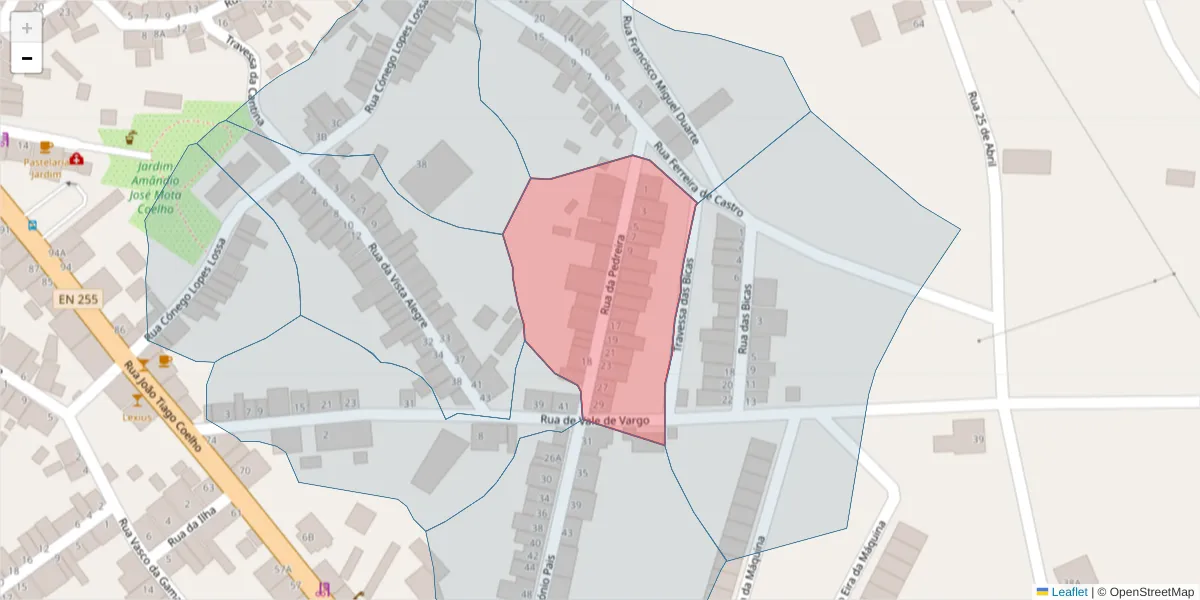 Mapa detalhado do código postal 7830-225 com limites, códigos postais vizinhos e agências dos correios