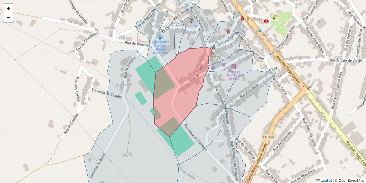 Mapa detalhado do código postal 7830-243 com limites, códigos postais vizinhos e agências dos correios