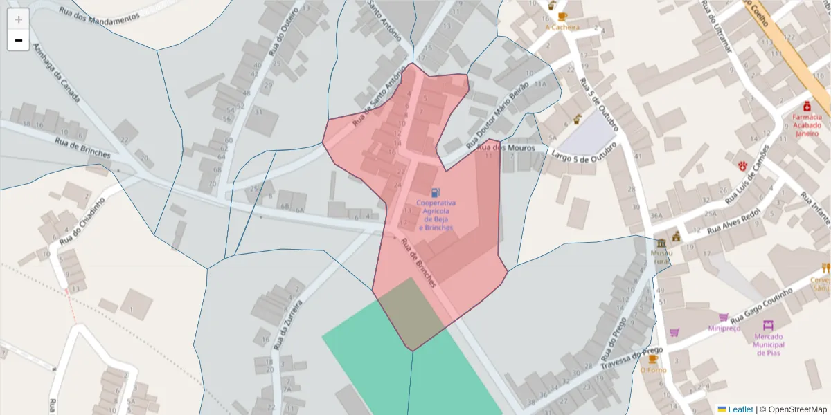Mapa detalhado do código postal 7830-247 com limites, códigos postais vizinhos e agências dos correios