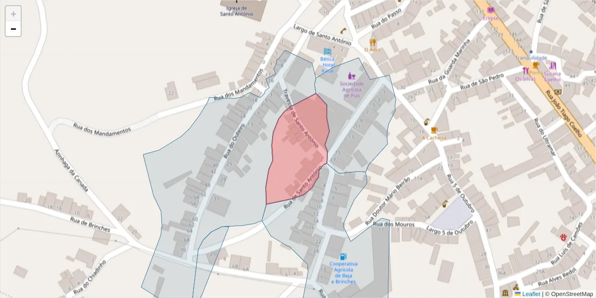 Mapa detalhado do código postal 7830-272 com limites, códigos postais vizinhos e agências dos correios