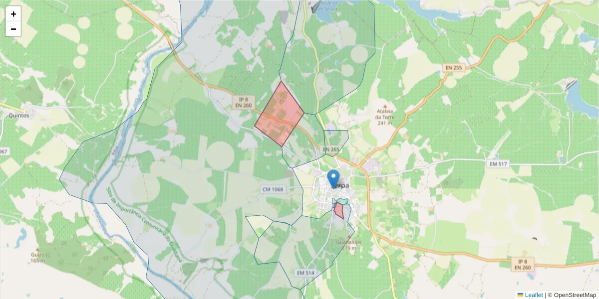 Mapa detalhado do código postal 7830-298 com limites, códigos postais vizinhos e agências dos correios