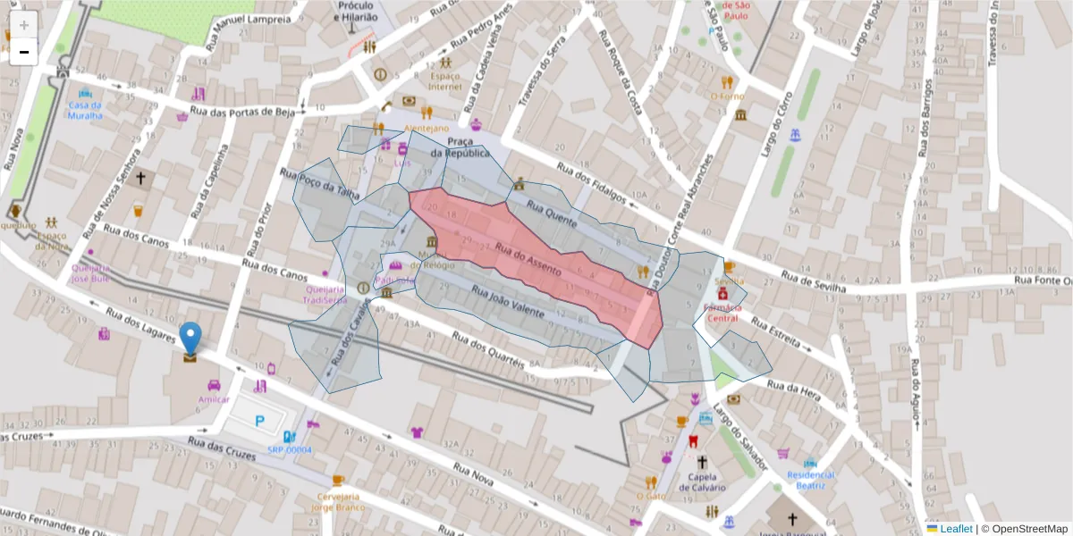 Mapa detalhado do código postal 7830-338 com limites, códigos postais vizinhos e agências dos correios