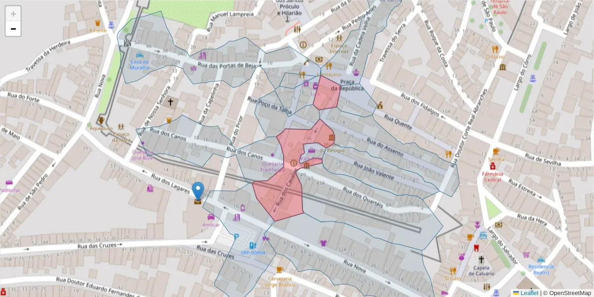 Mapa detalhado do código postal 7830-341 com limites, códigos postais vizinhos e agências dos correios