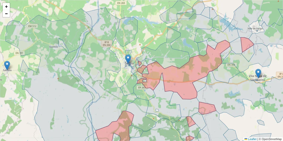 Mapa detalhado do código postal 7830-347 com limites, códigos postais vizinhos e agências dos correios