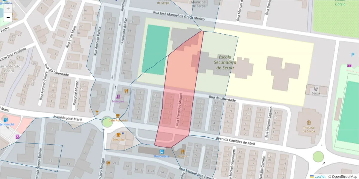 Mapa detalhado do código postal 7830-352 com limites, códigos postais vizinhos e agências dos correios