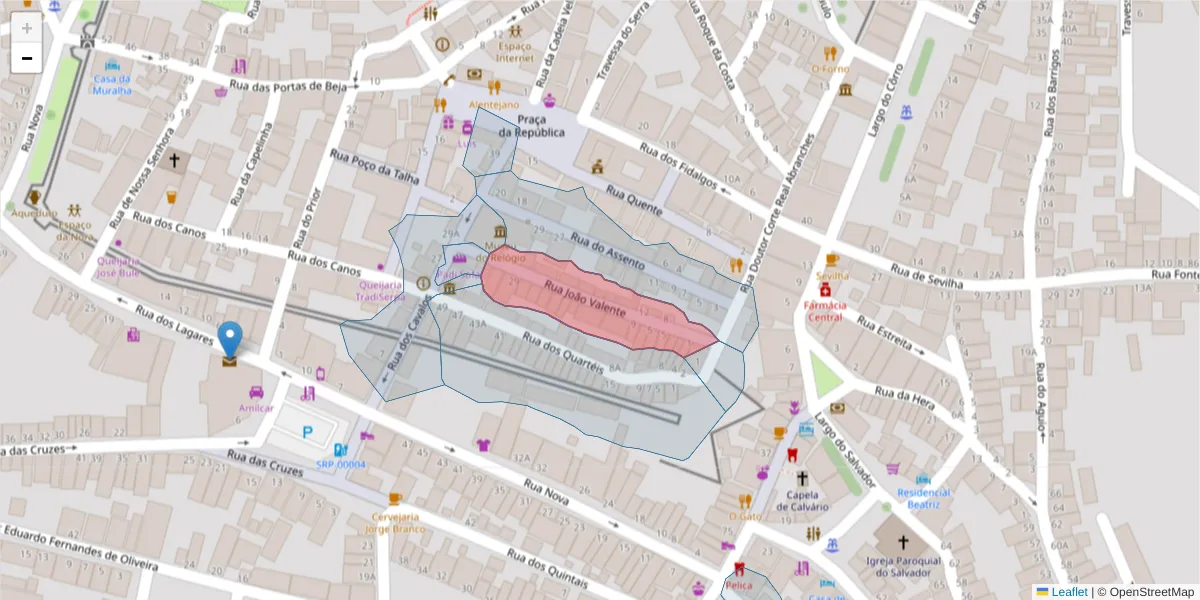 Mapa detalhado do código postal 7830-356 com limites, códigos postais vizinhos e agências dos correios