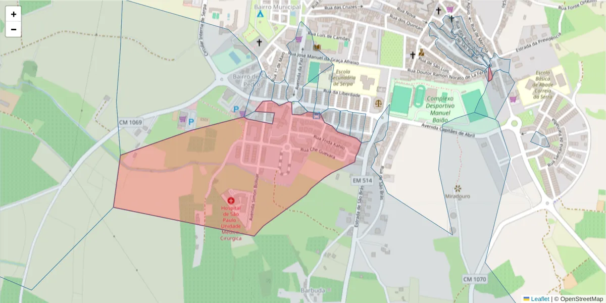 Mapa detalhado do código postal 7830-361 com limites, códigos postais vizinhos e agências dos correios
