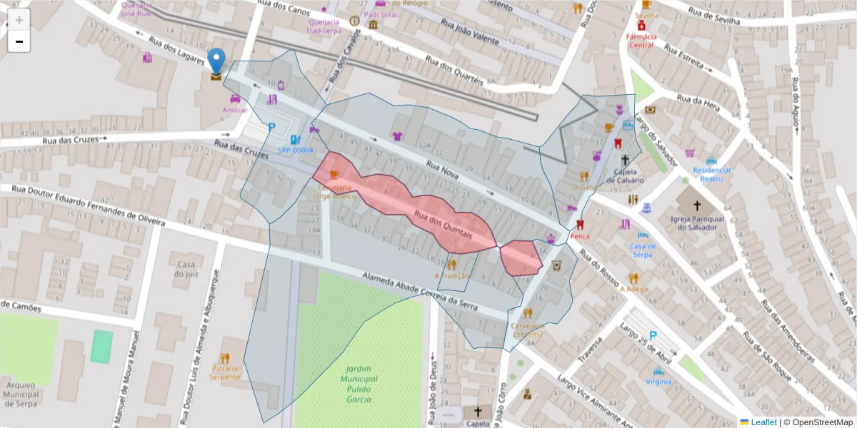 Mapa detalhado do código postal 7830-366 com limites, códigos postais vizinhos e agências dos correios