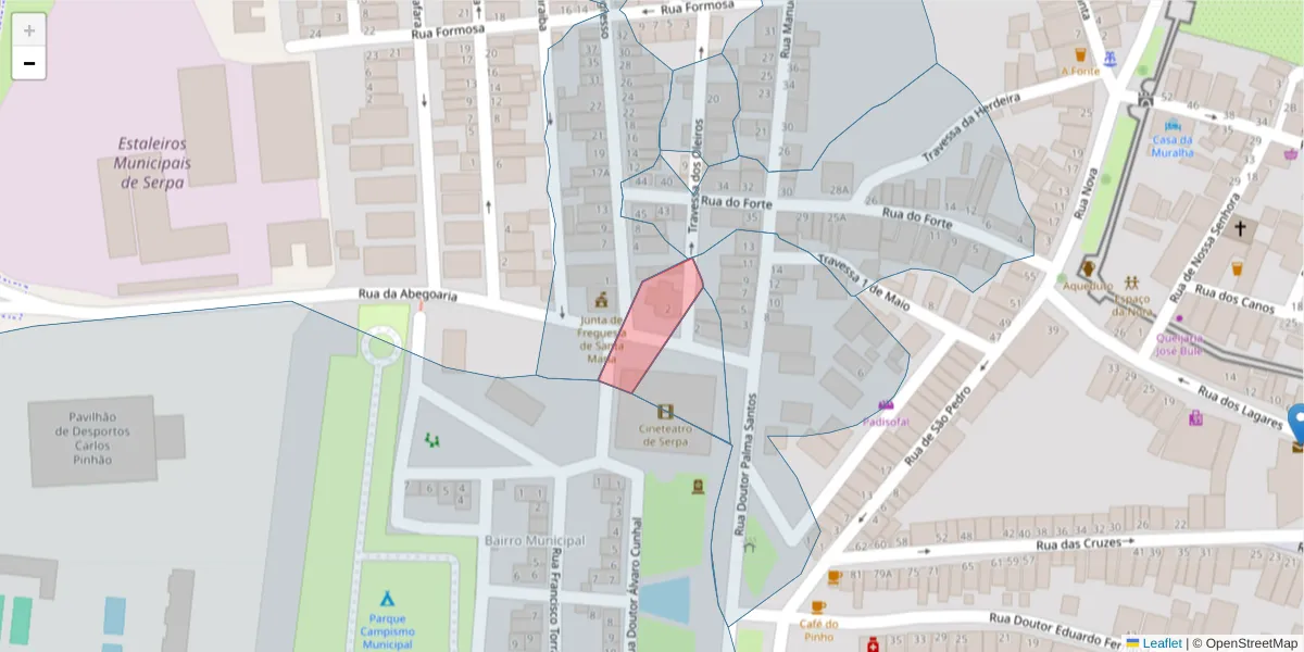Mapa detalhado do código postal 7830-392 com limites, códigos postais vizinhos e agências dos correios