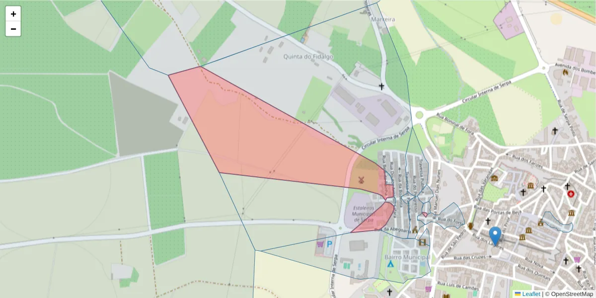 Mapa detalhado do código postal 7830-397 com limites, códigos postais vizinhos e agências dos correios