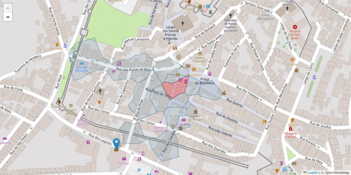 Mapa detalhado do código postal 7830-409 com limites, códigos postais vizinhos e agências dos correios