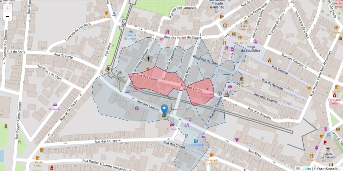 Mapa detalhado do código postal 7830-412 com limites, códigos postais vizinhos e agências dos correios