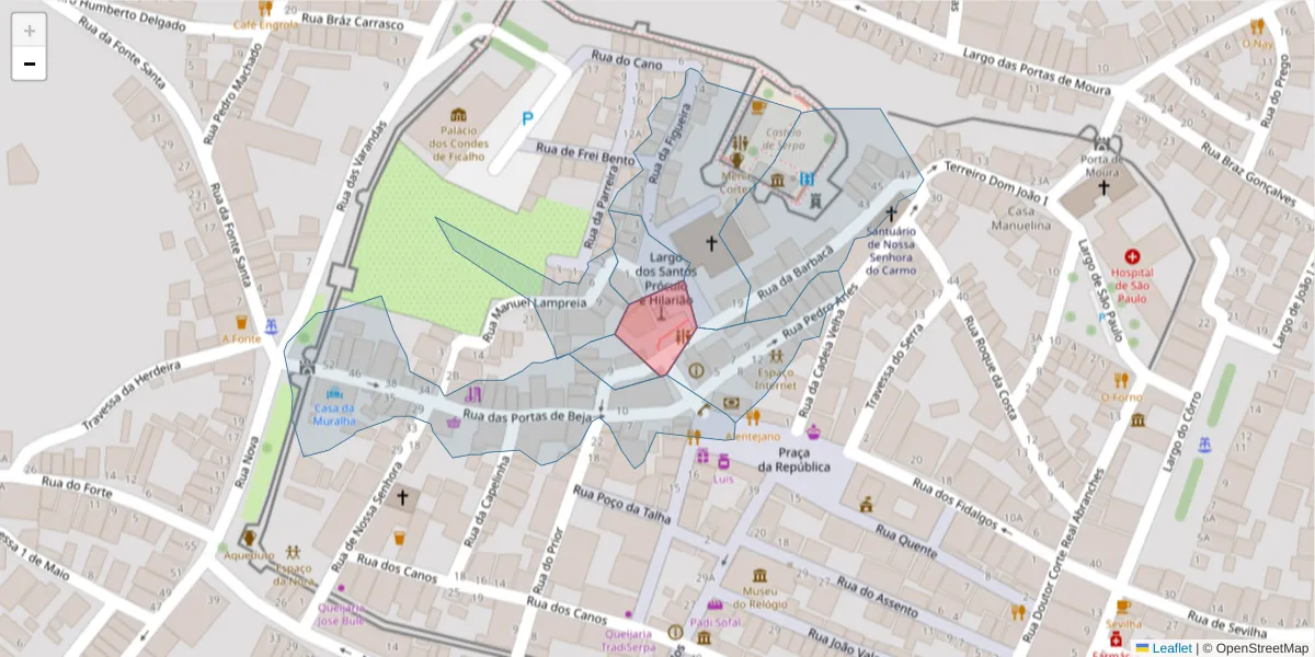 Mapa detalhado do código postal 7830-414 com limites, códigos postais vizinhos e agências dos correios