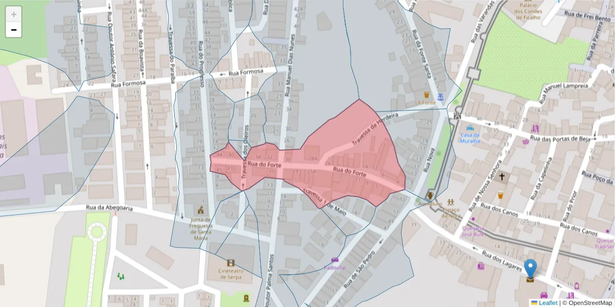 Mapa detalhado do código postal 7830-419 com limites, códigos postais vizinhos e agências dos correios