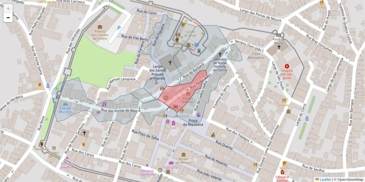 Mapa detalhado do código postal 7830-428 com limites, códigos postais vizinhos e agências dos correios