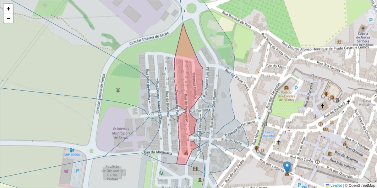 Mapa detalhado do código postal 7830-433 com limites, códigos postais vizinhos e agências dos correios