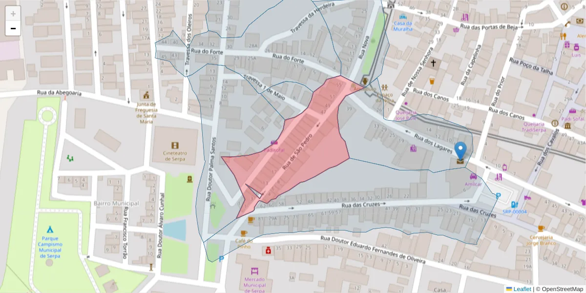 Mapa detalhado do código postal 7830-437 com limites, códigos postais vizinhos e agências dos correios