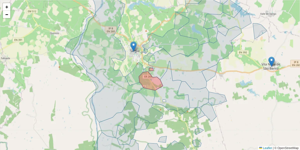 Mapa detalhado do código postal 7830-440 com limites, códigos postais vizinhos e agências dos correios