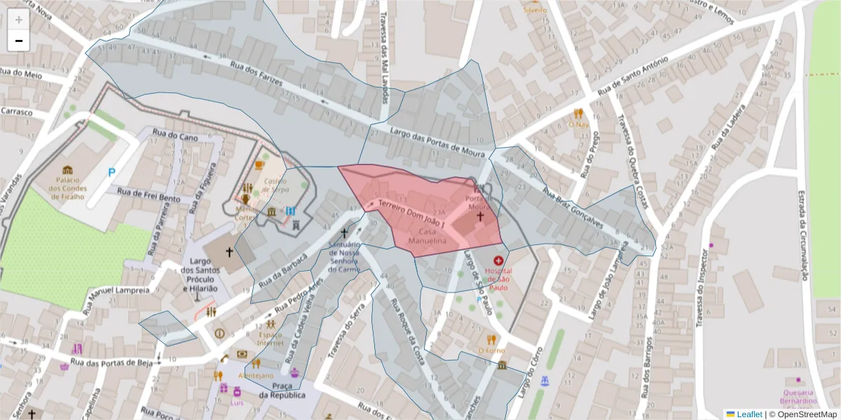 Mapa detalhado do código postal 7830-443 com limites, códigos postais vizinhos e agências dos correios