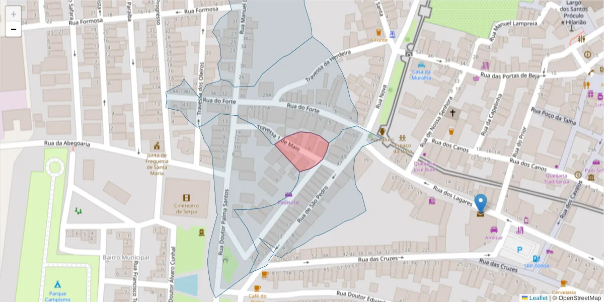 Mapa detalhado do código postal 7830-444 com limites, códigos postais vizinhos e agências dos correios