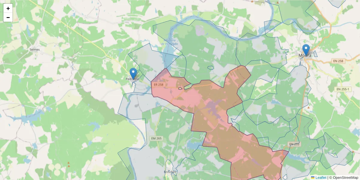Mapa detalhado do código postal 7830-470 com limites, códigos postais vizinhos e agências dos correios