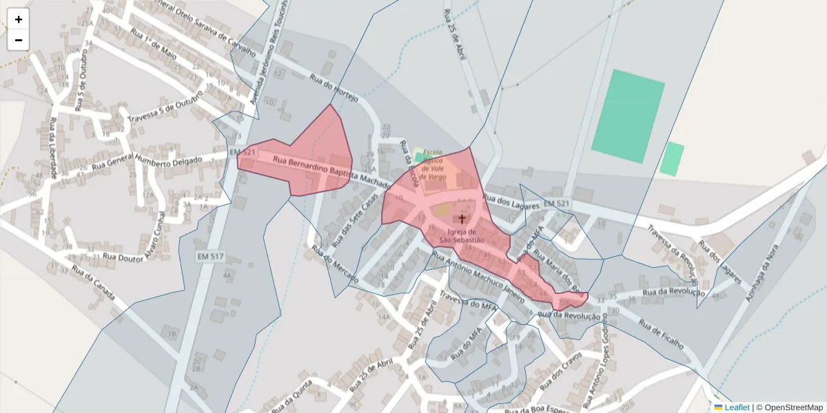 Mapa detalhado do código postal 7830-511 com limites, códigos postais vizinhos e agências dos correios
