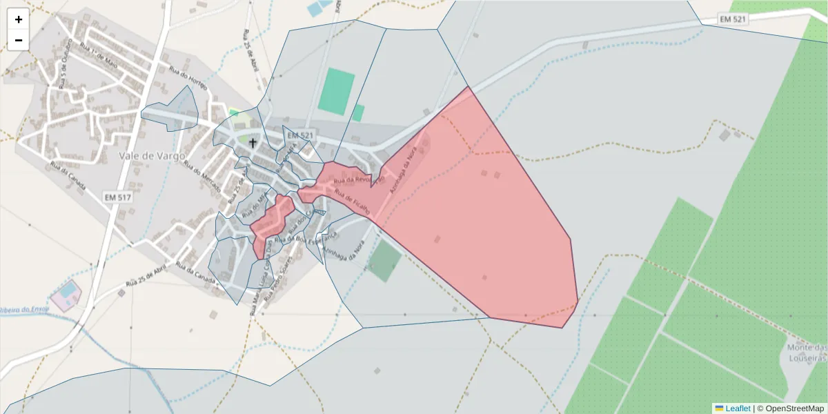 Mapa detalhado do código postal 7830-515 com limites, códigos postais vizinhos e agências dos correios