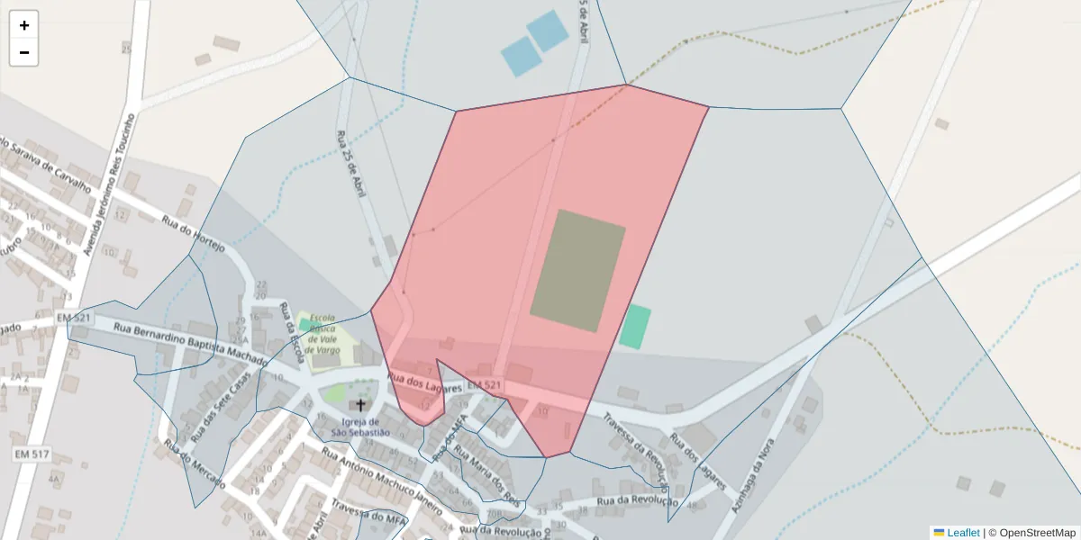 Mapa detalhado do código postal 7830-520 com limites, códigos postais vizinhos e agências dos correios