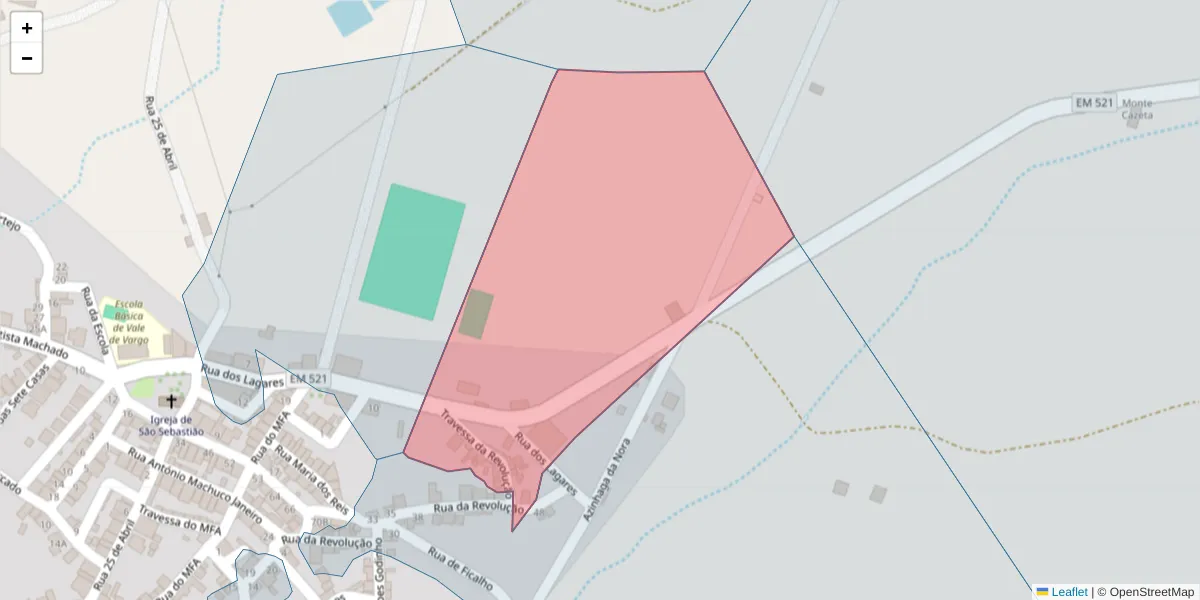 Mapa detalhado do código postal 7830-527 com limites, códigos postais vizinhos e agências dos correios