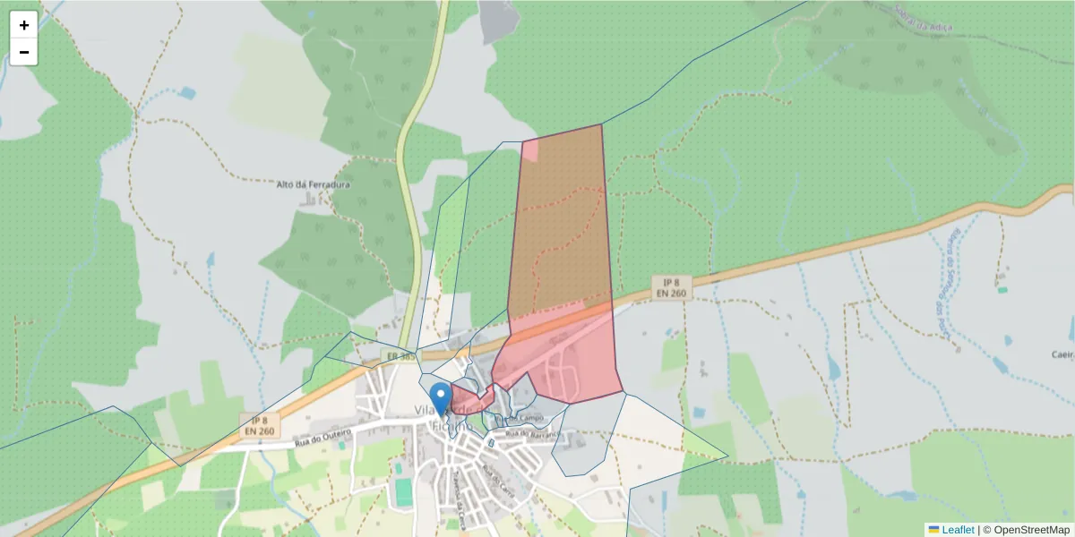 Mapa detalhado do código postal 7830-646 com limites, códigos postais vizinhos e agências dos correios