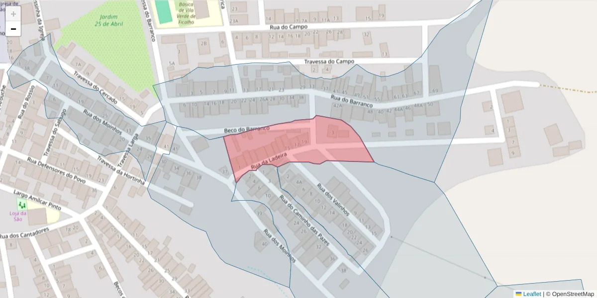 Mapa detalhado do código postal 7830-648 com limites, códigos postais vizinhos e agências dos correios
