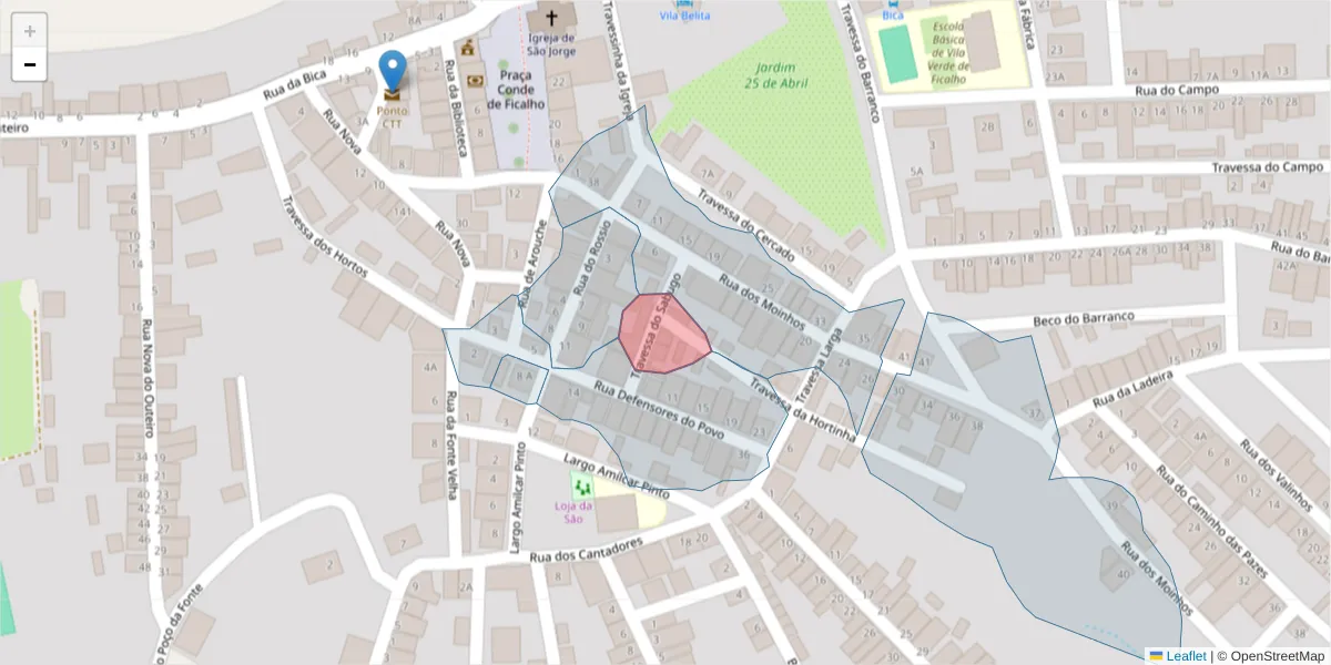 Mapa detalhado do código postal 7830-667 com limites, códigos postais vizinhos e agências dos correios