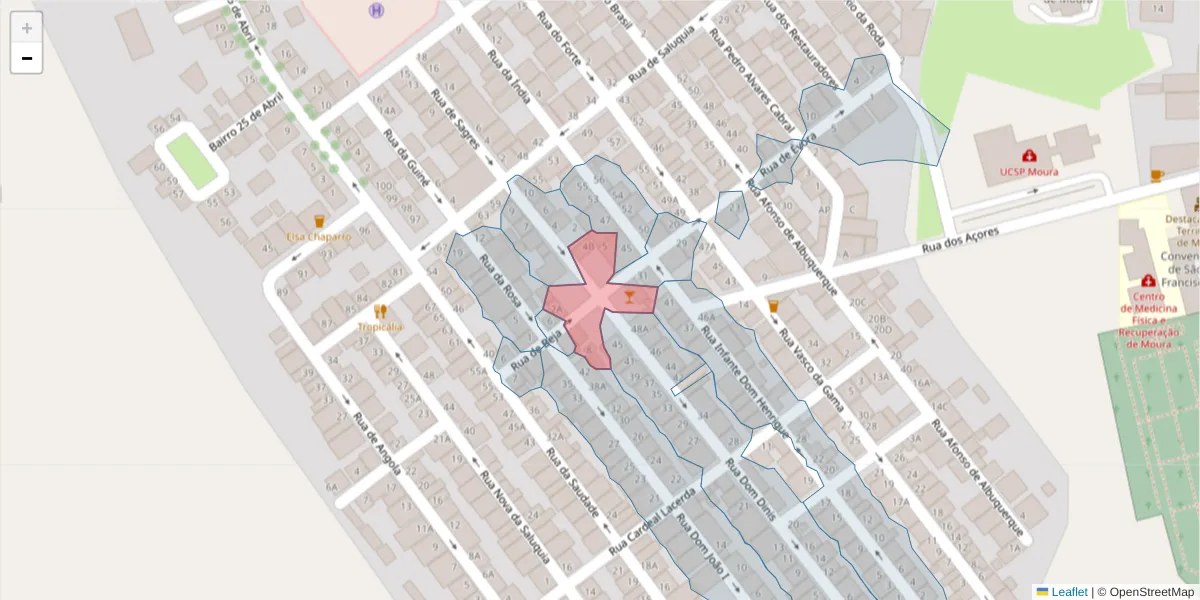 Mapa detalhado do código postal 7860-009 com limites, códigos postais vizinhos e agências dos correios