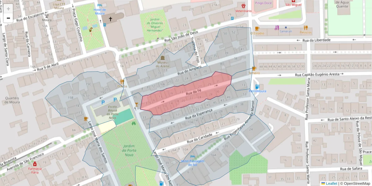 Mapa detalhado do código postal 7860-023 com limites, códigos postais vizinhos e agências dos correios