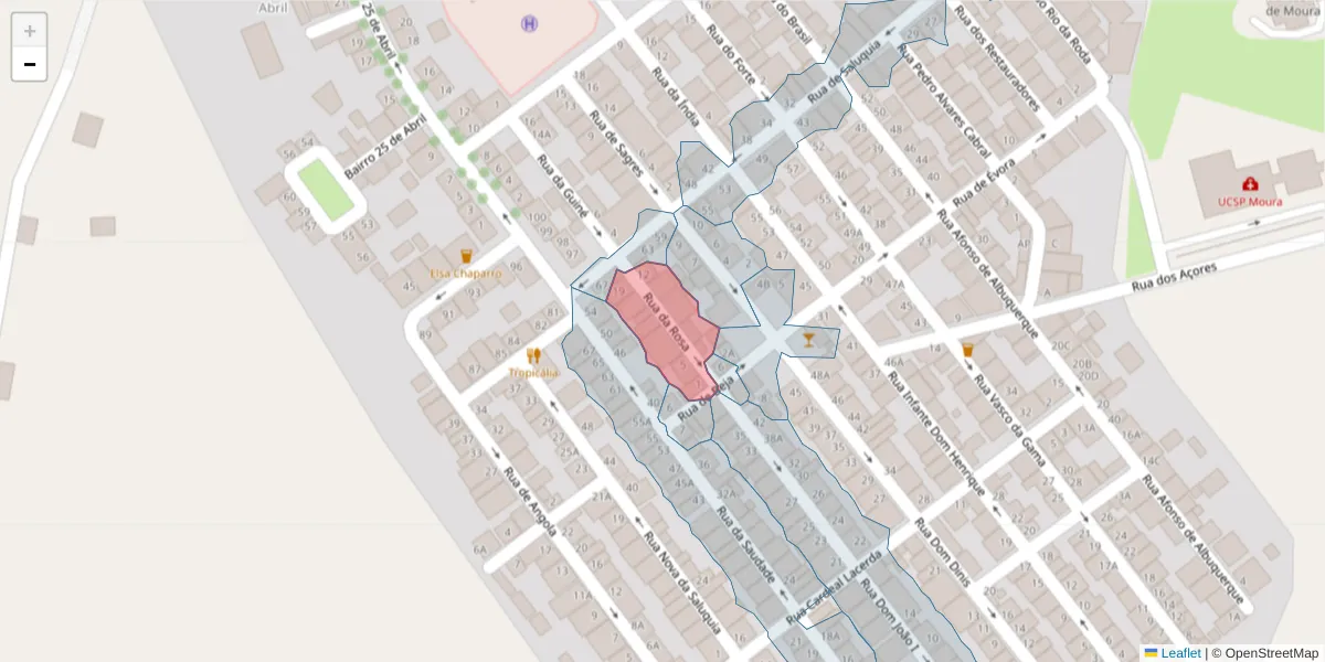 Mapa detalhado do código postal 7860-031 com limites, códigos postais vizinhos e agências dos correios